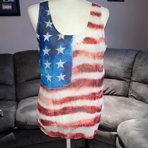VENUS Sz large American Flag sheer shirt tank top